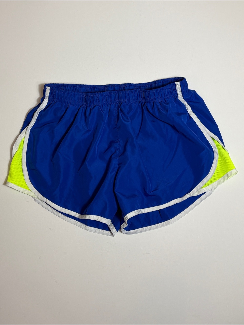 Spinwear Women’s XL Blue Neon Yellow Running Athletic Shorts Lined